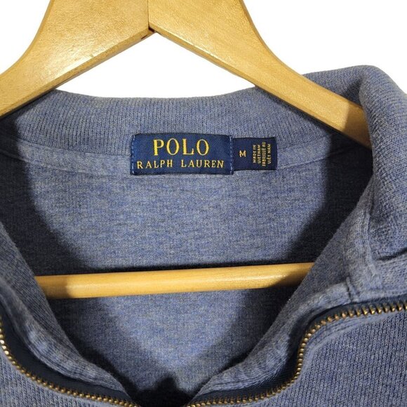 Polo Ralph Lauren Men's Ribbed 100% Cotton 1/4 Zip Blue Pullover Sweater Size M - Picture 6 of 12
